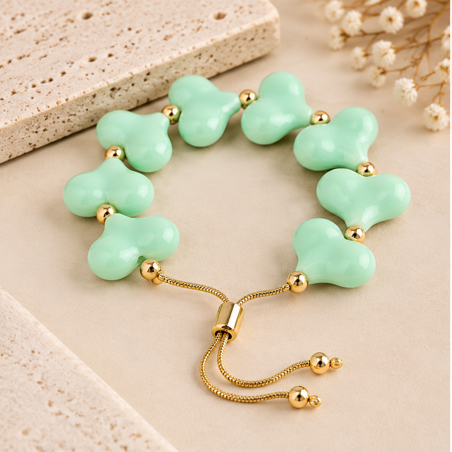 Heart Copper Resin Beaded Bracelet