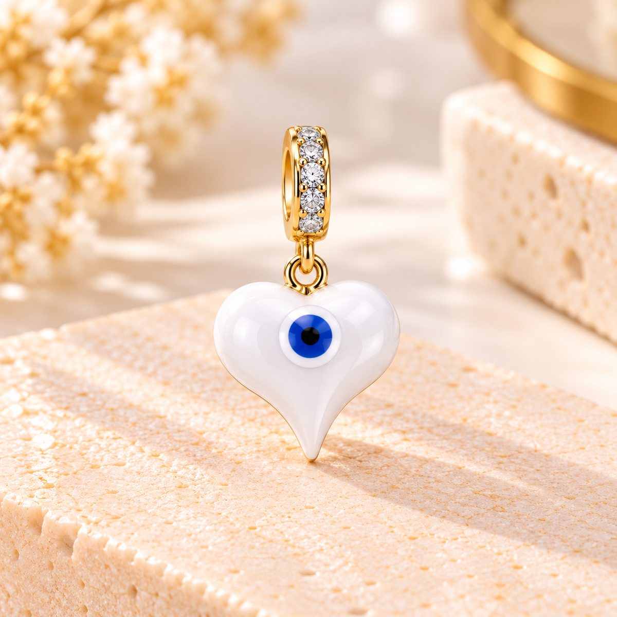 Heart Evil Eye 18K Gold-Plated Gold-Plated Copper Jewelry Charm