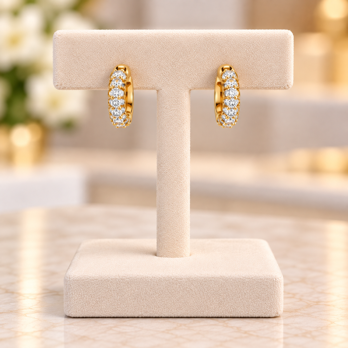 Bear 18K Gold-Plated Gold-Plated Copper Zircon Earrings