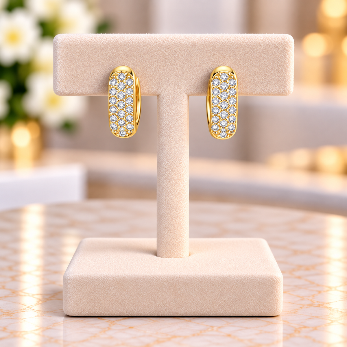 Bear 18K Gold-Plated Gold-Plated Copper Zircon Earrings