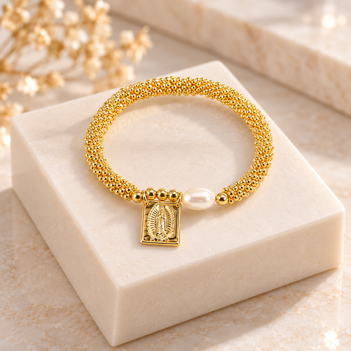 Vintage Heart Cross 18K Gold-Plated Bracelet