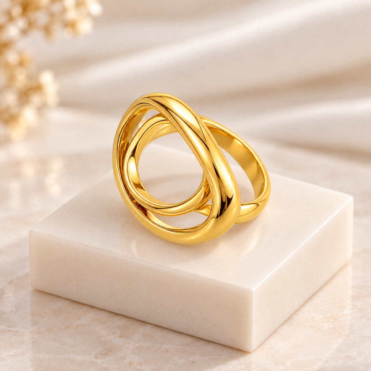 Elegant Geometric Stainless Steel Water-Resistant Ring