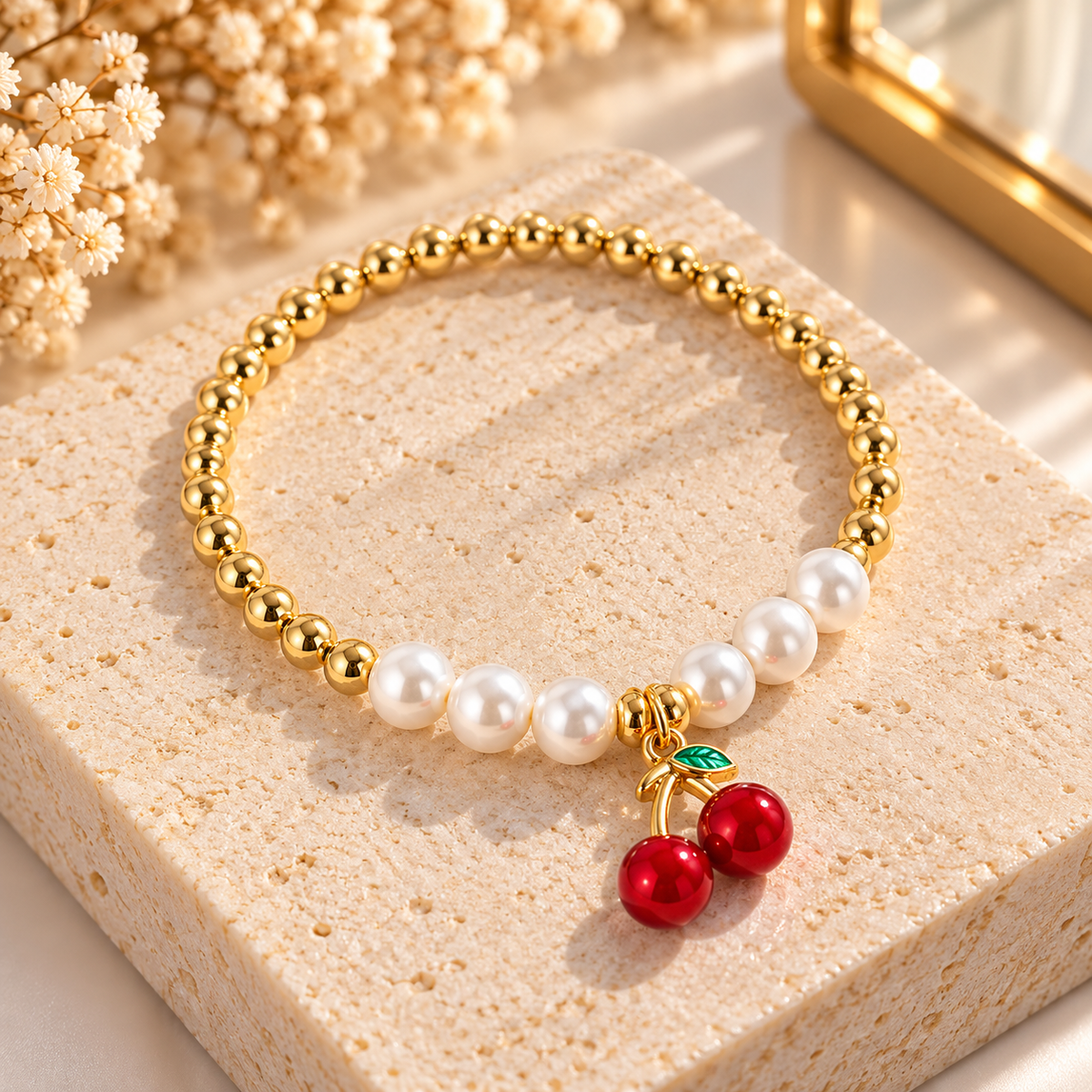 Chic Red Kiss Lip Charm Bracelet