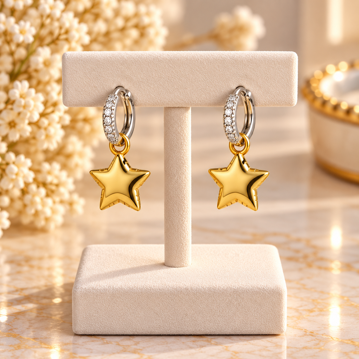 Heart 18K Gold-Plated Zircon Earrings