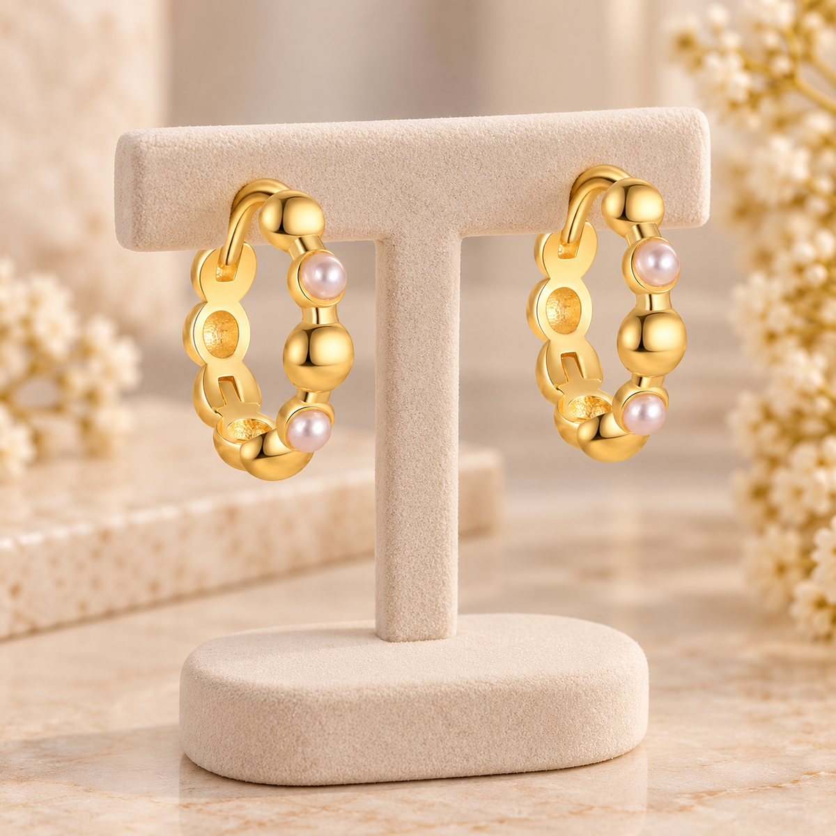 Geometric Gold-Plated 925 Sterling Silver Zircon Earrings