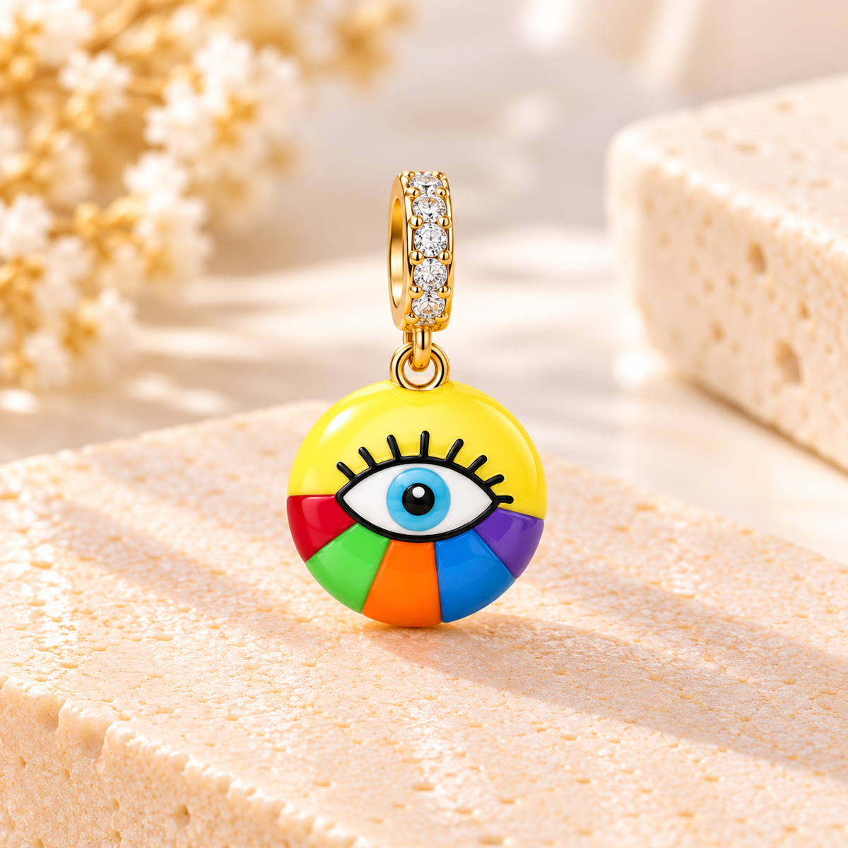 Heart Evil Eye 18K Gold-Plated Gold-Plated Copper Jewelry Charm