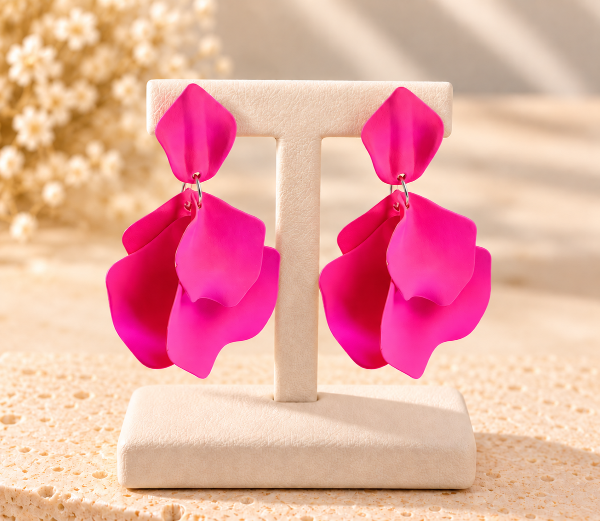 Boho Acrylic Flower Petal Drop Earrings