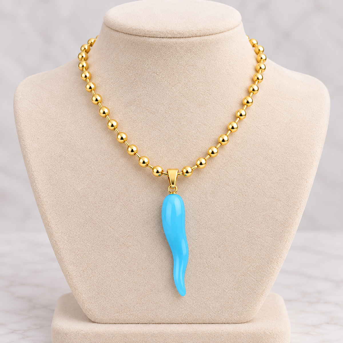 Vintage 18K Gold-Plated Gold-Plated Copper Beaded Necklace