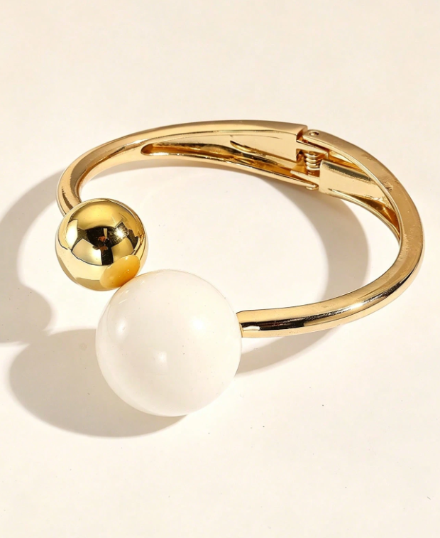 Gold-Plated Double-Ball Bracelet — Green