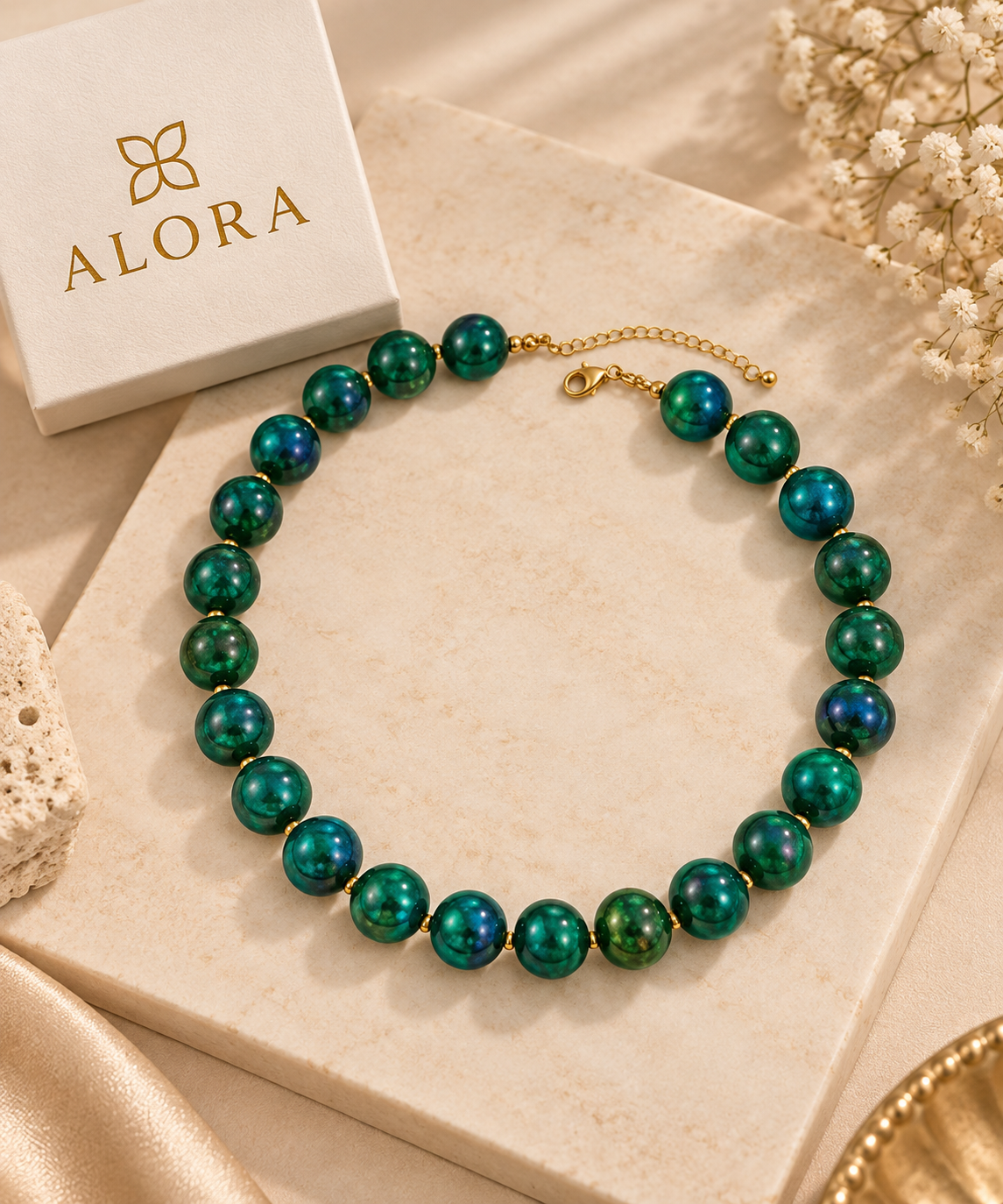 Western Bull-Head Necklace — Dark Green