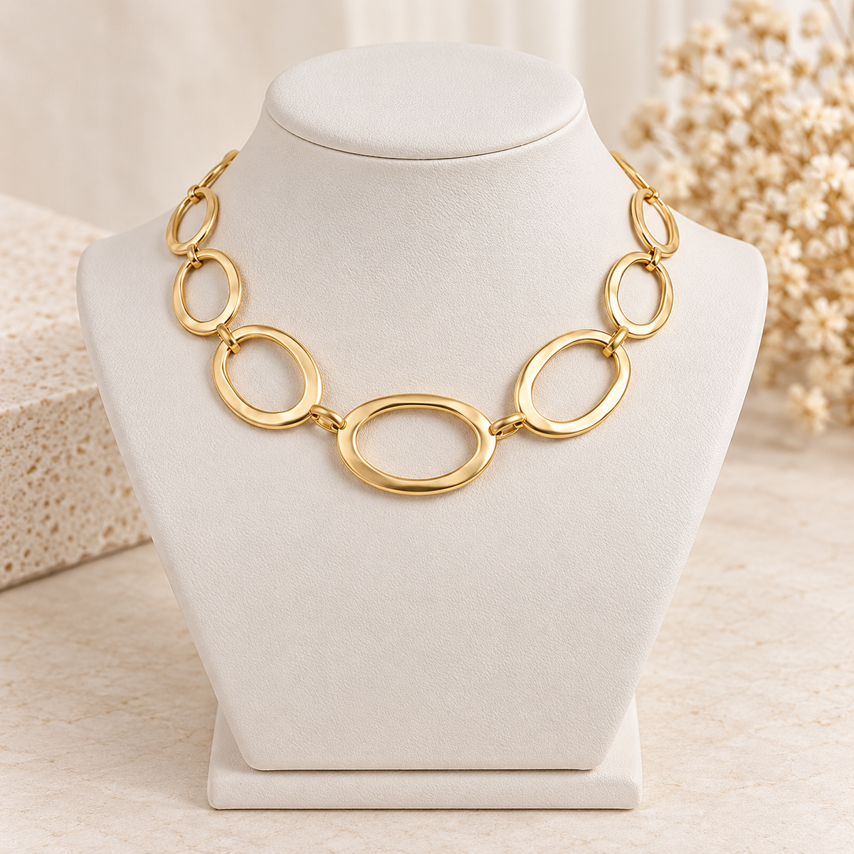 Matte Gold Asymmetrical Thick Necklace