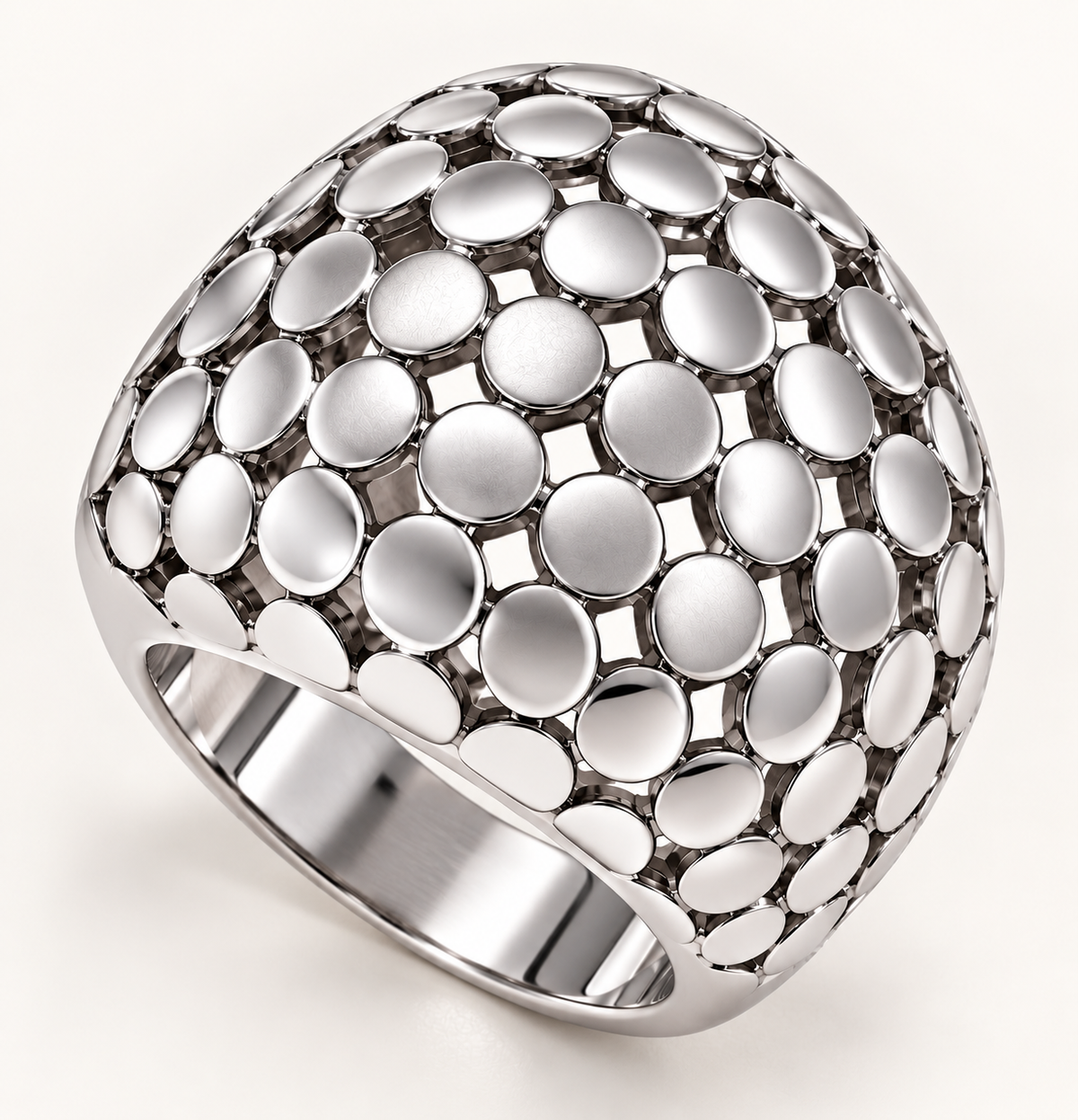 Mesh Hollow Sphere Exaggerated Ring
