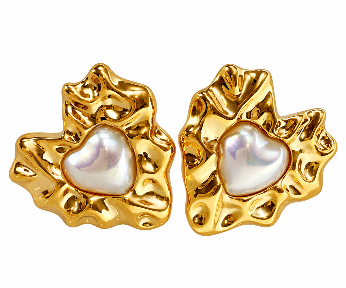 Stainless Steel Heart Stud Earrings