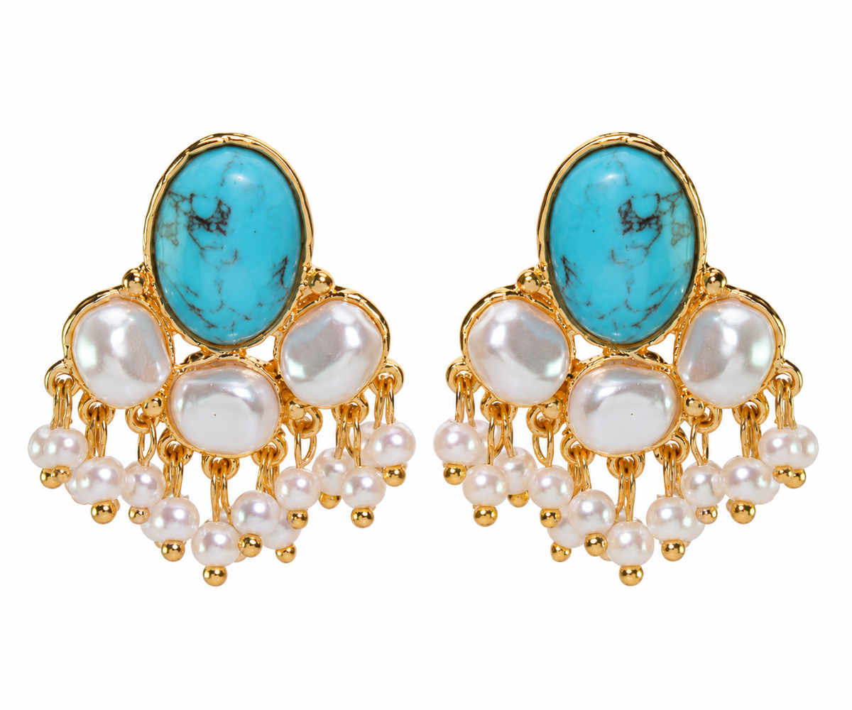 Elegant Vintage Turquoise Tassel Earrings