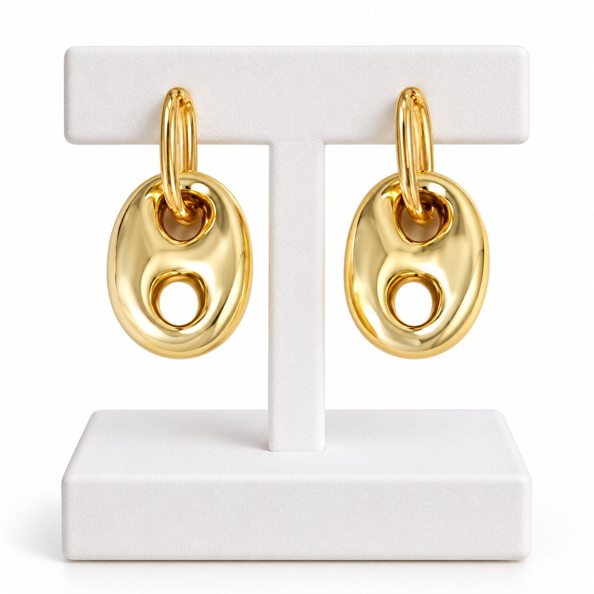 Stainless Steel Two-Tone Pig Nose Design Earrings