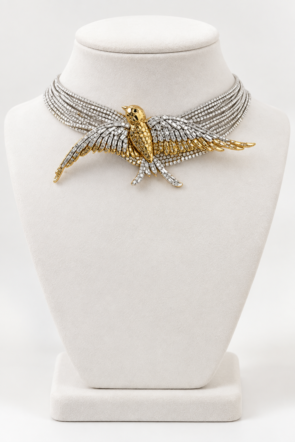 Bird Swallow Multi-Layer Layered Diamond Necklace