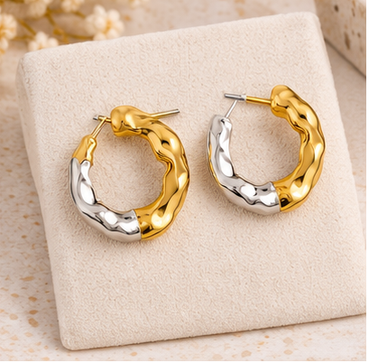 Elegant Concave-Convex Fold Design Women's Earrings