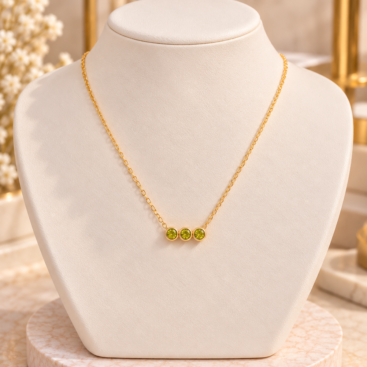 Three Round Birthstone Zircon Necklace
