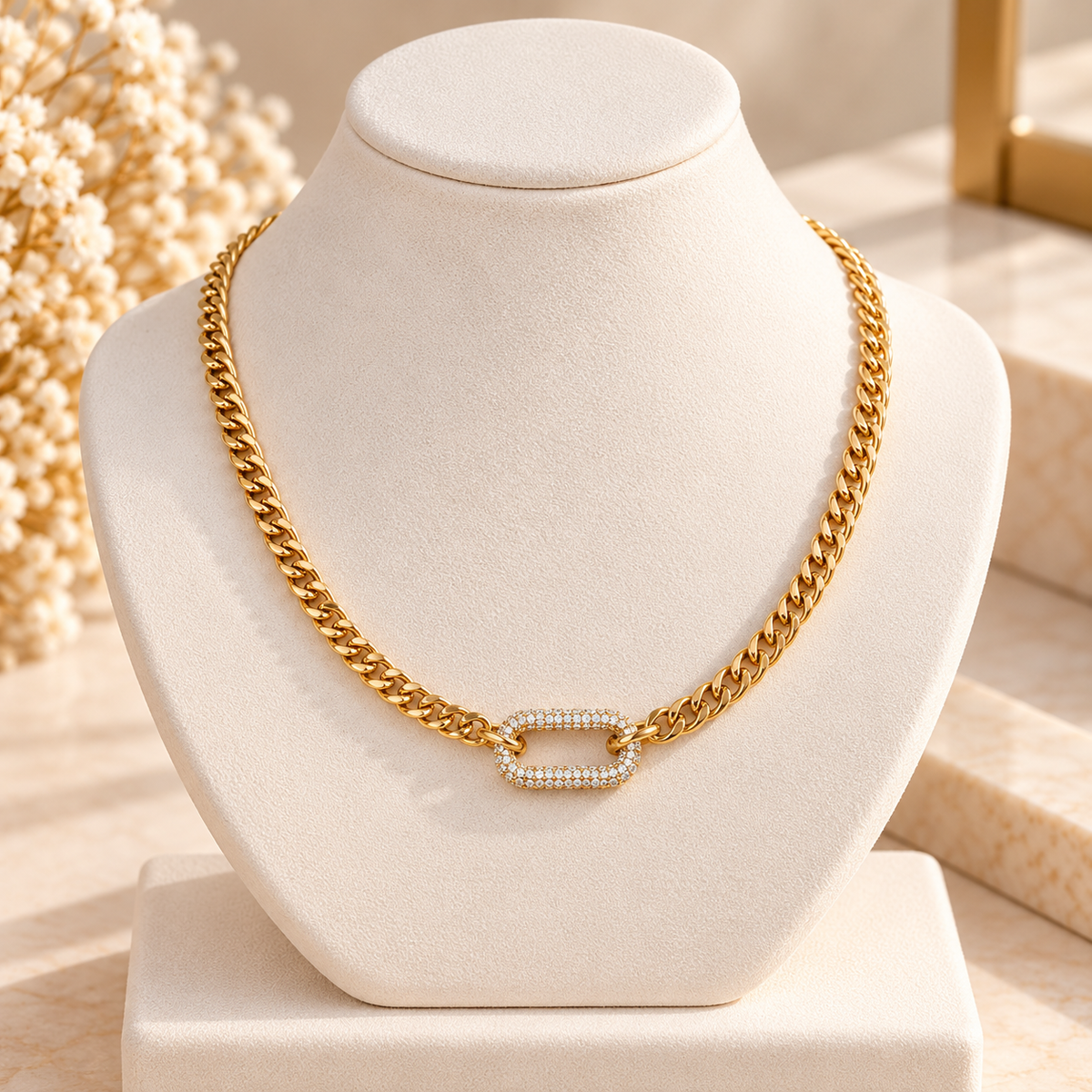 Cuban Chain Oval Zircon Necklace