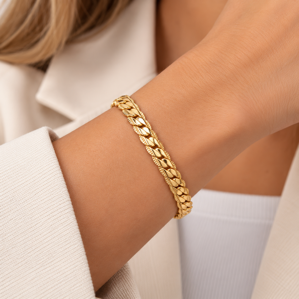 Flat Cuban Curb Chain Bracelet