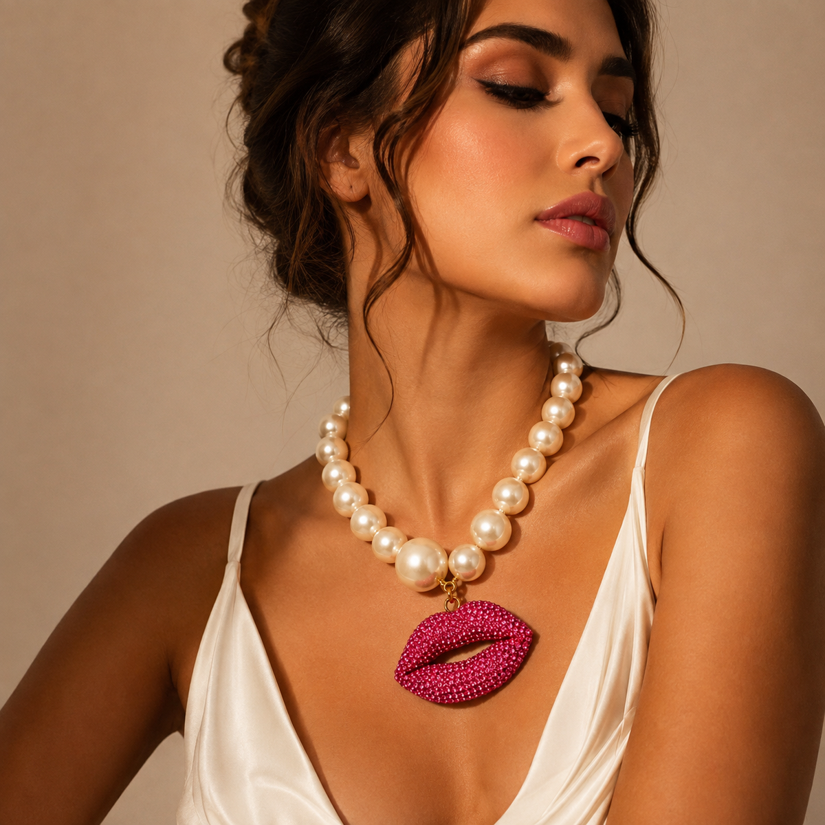 Pink Lips Necklace