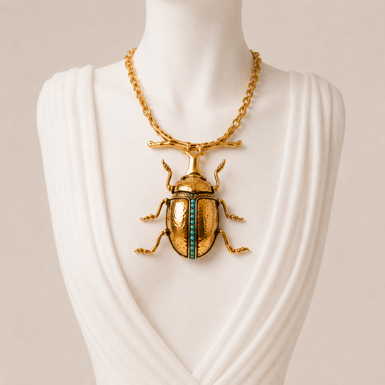 Gold Beetle Necklace