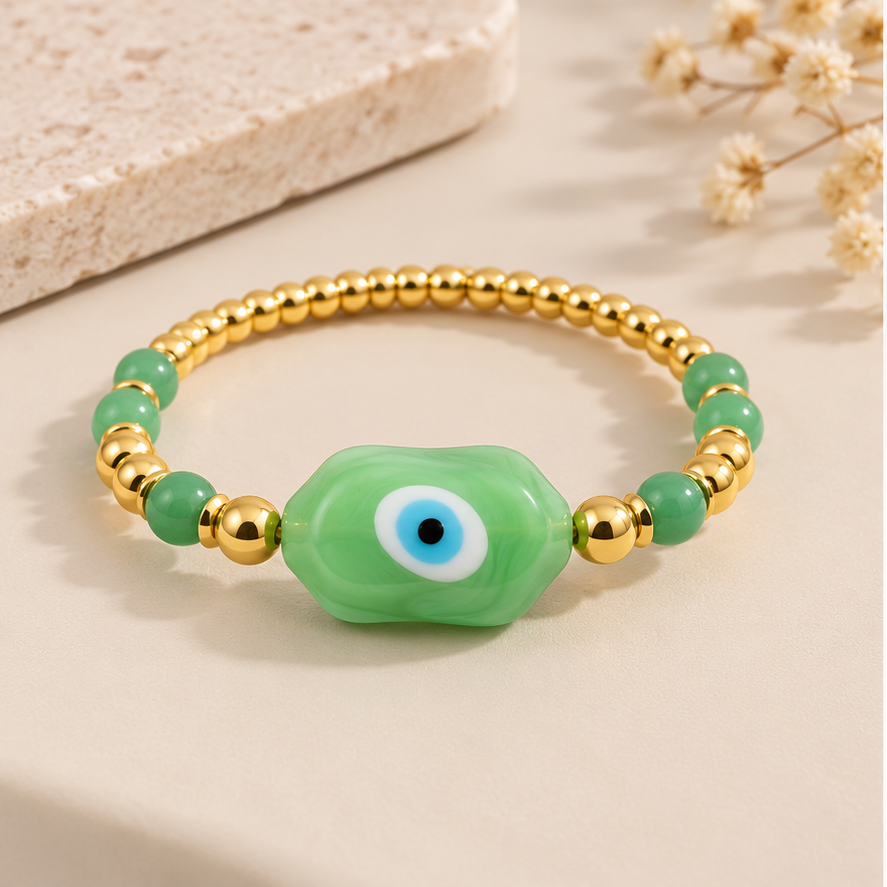 Eye 18K Gold-Plated Copper Glass Bracelet