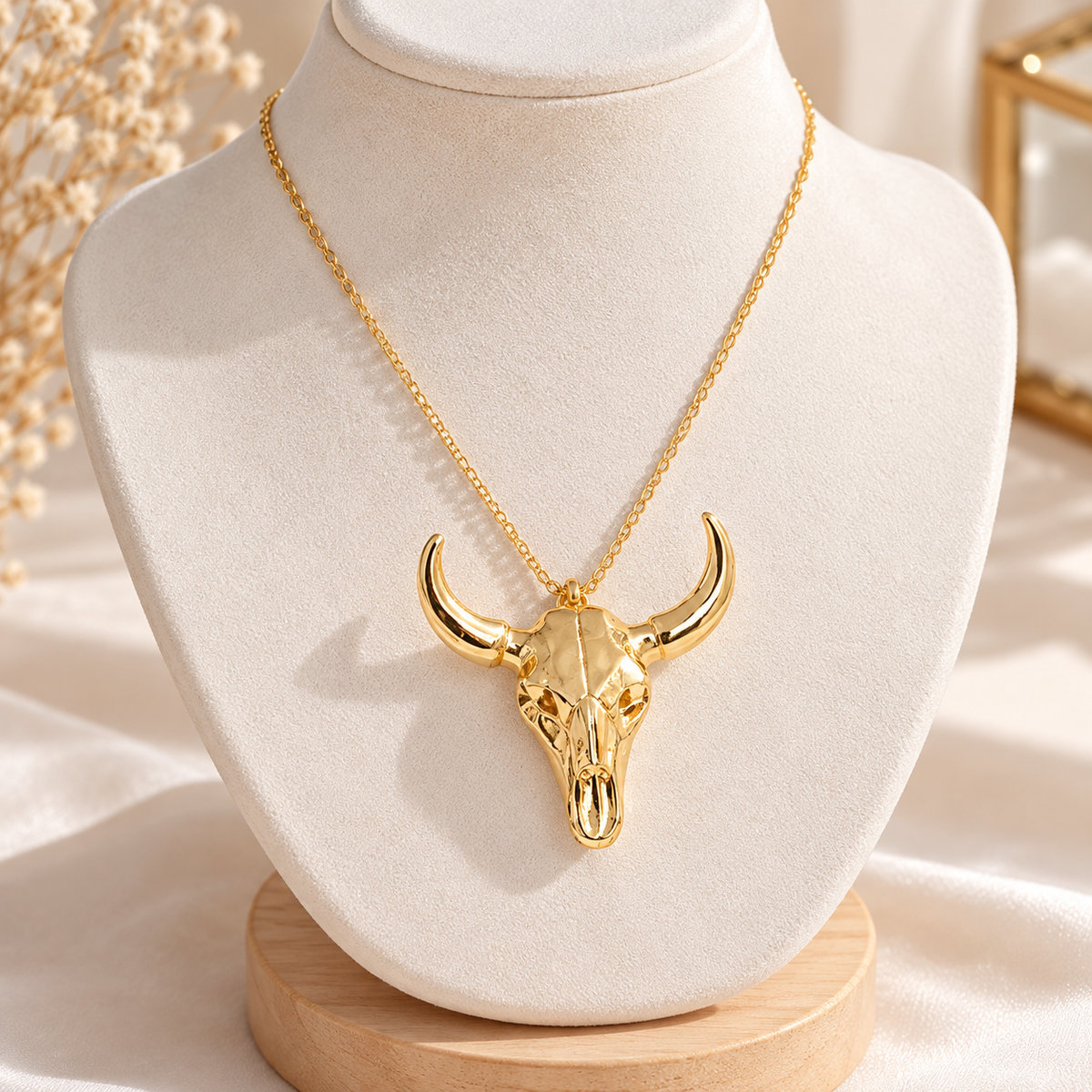 Bull Head Geometric Resin Necklace
