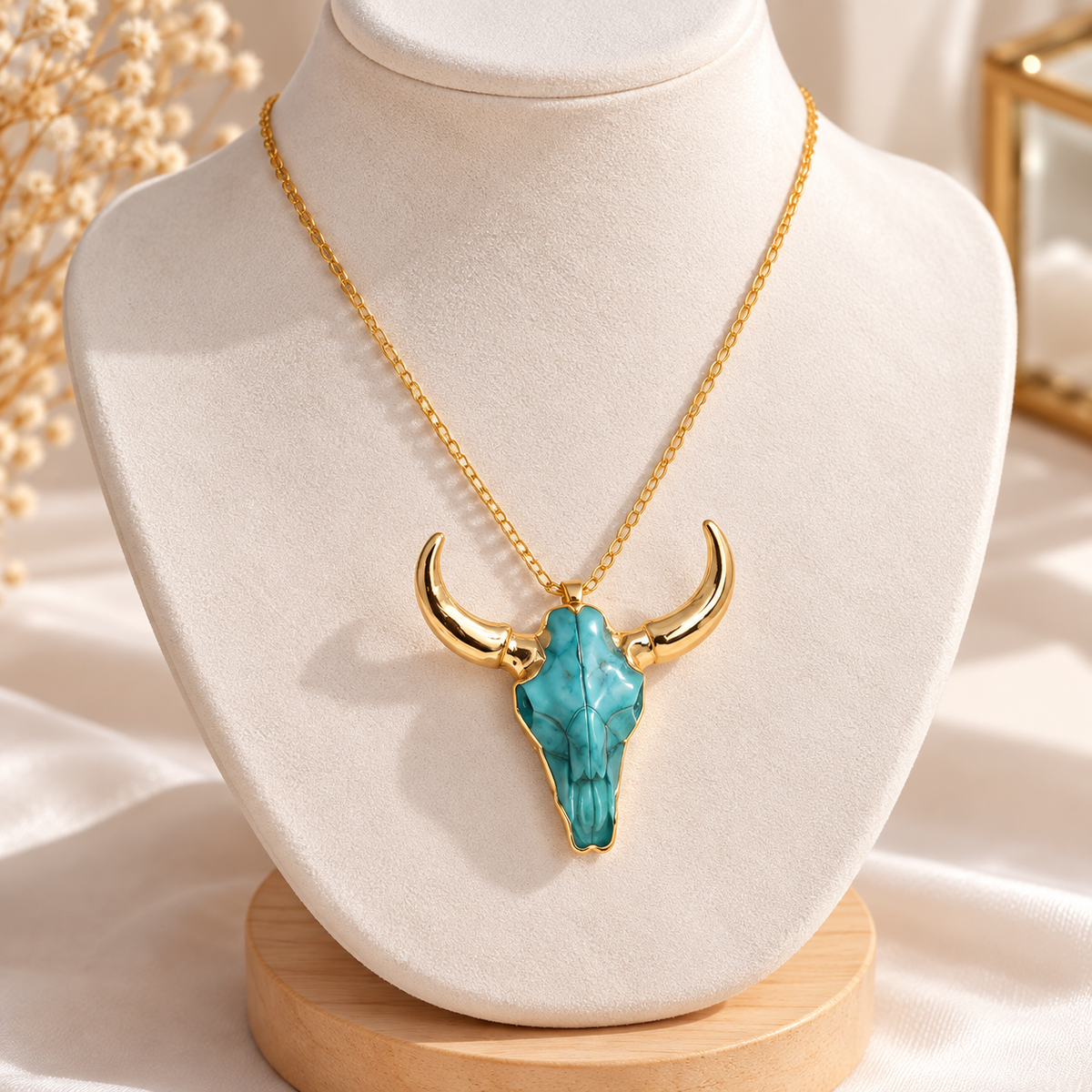 Bull Head Geometric Resin Necklace