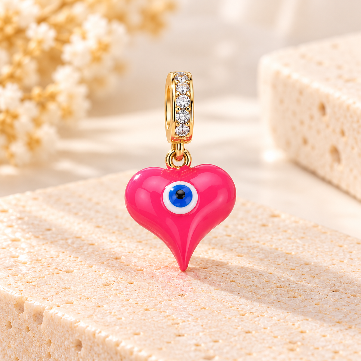 Heart Evil Eye 18K Gold-Plated Gold-Plated Copper Jewelry Charm