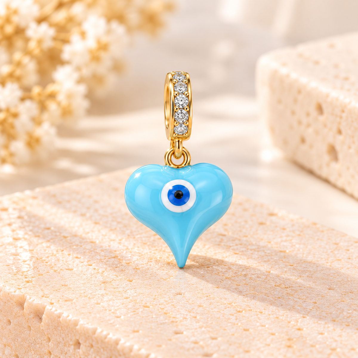Heart Evil Eye 18K Gold-Plated Gold-Plated Copper Jewelry Charm
