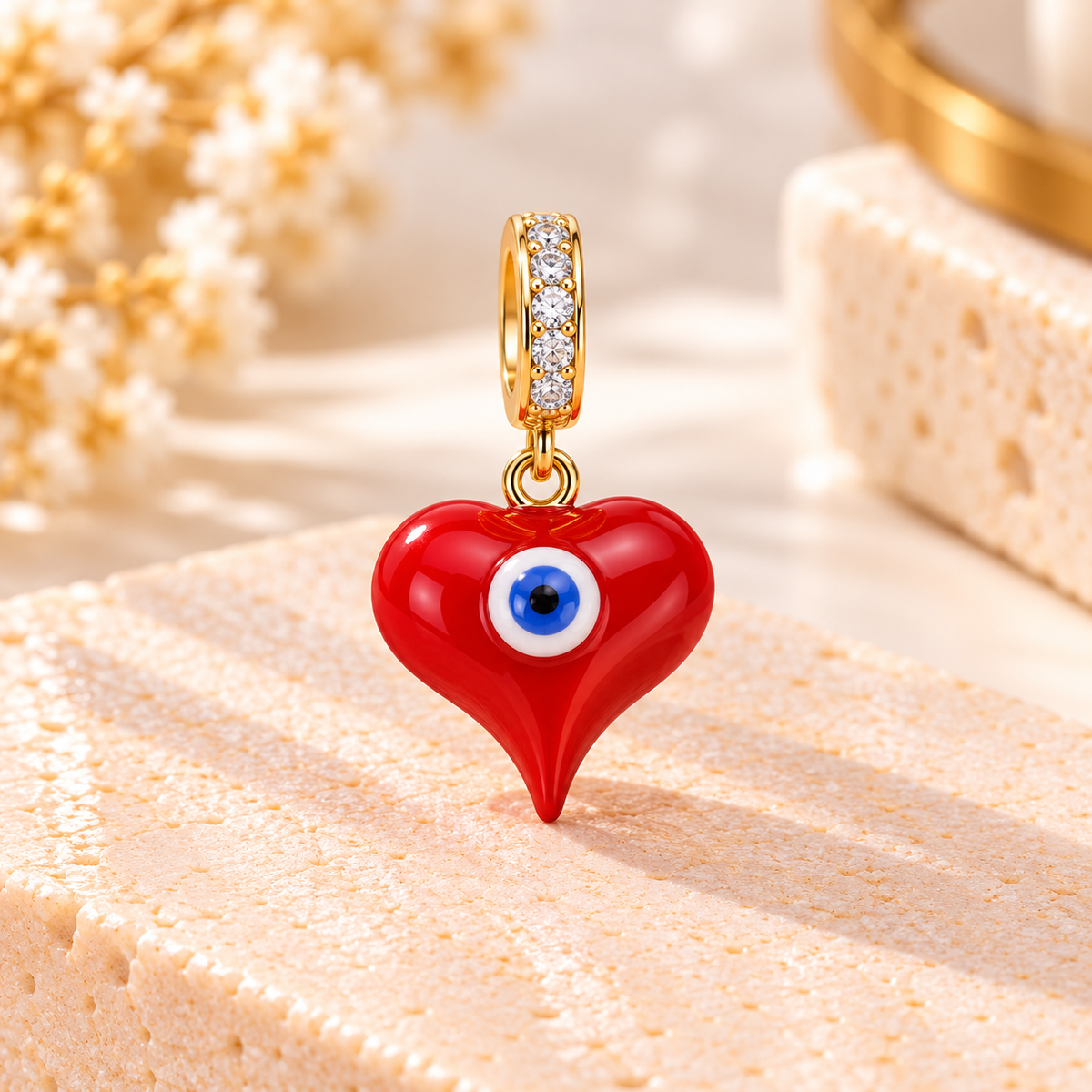 Heart Evil Eye 18K Gold-Plated Gold-Plated Copper Jewelry Charm