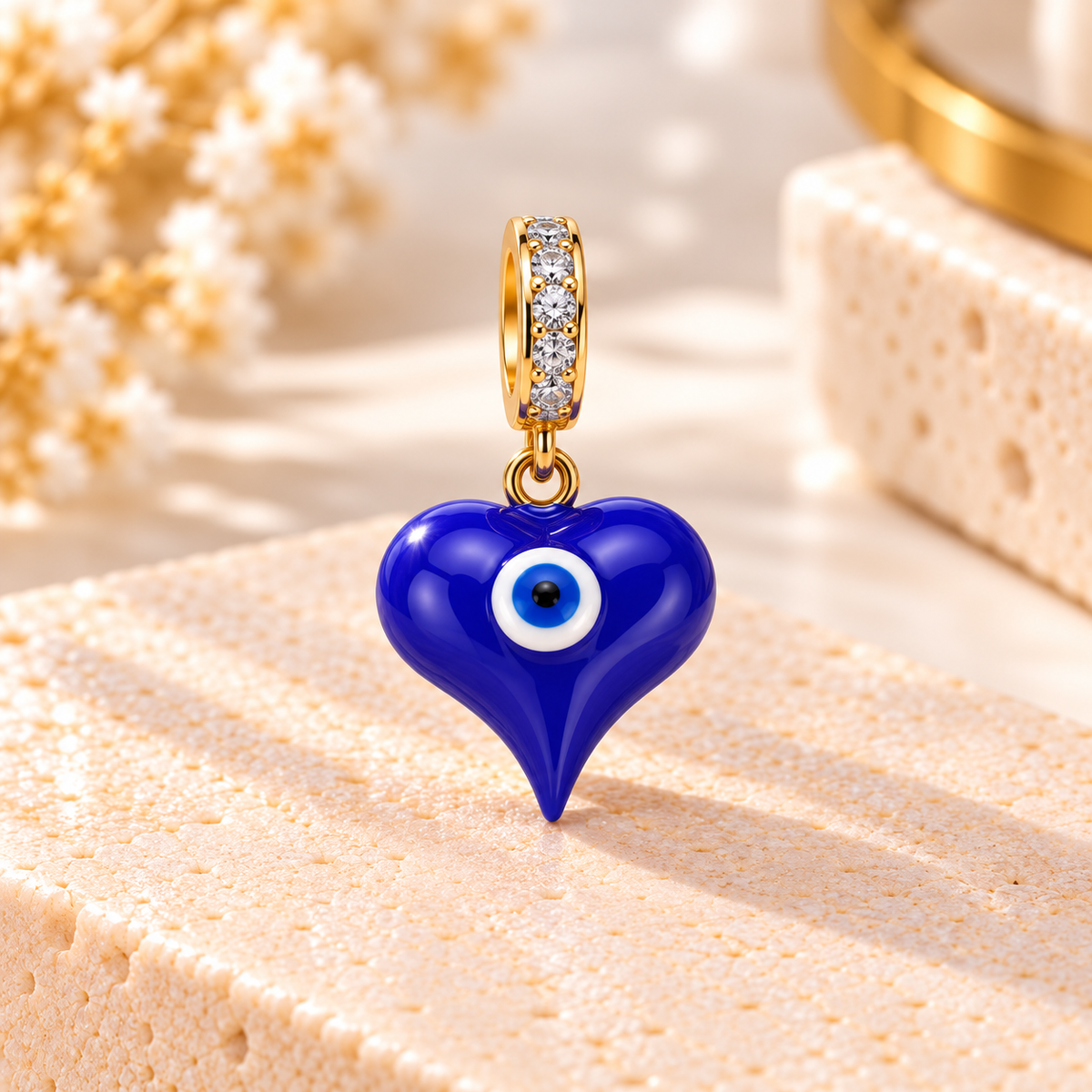 Heart Evil Eye 18K Gold-Plated Gold-Plated Copper Jewelry Charm