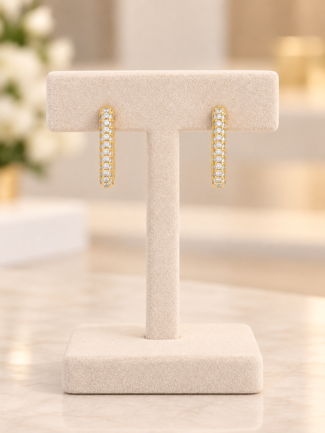 Bear 18K Gold-Plated Gold-Plated Copper Zircon Earrings
