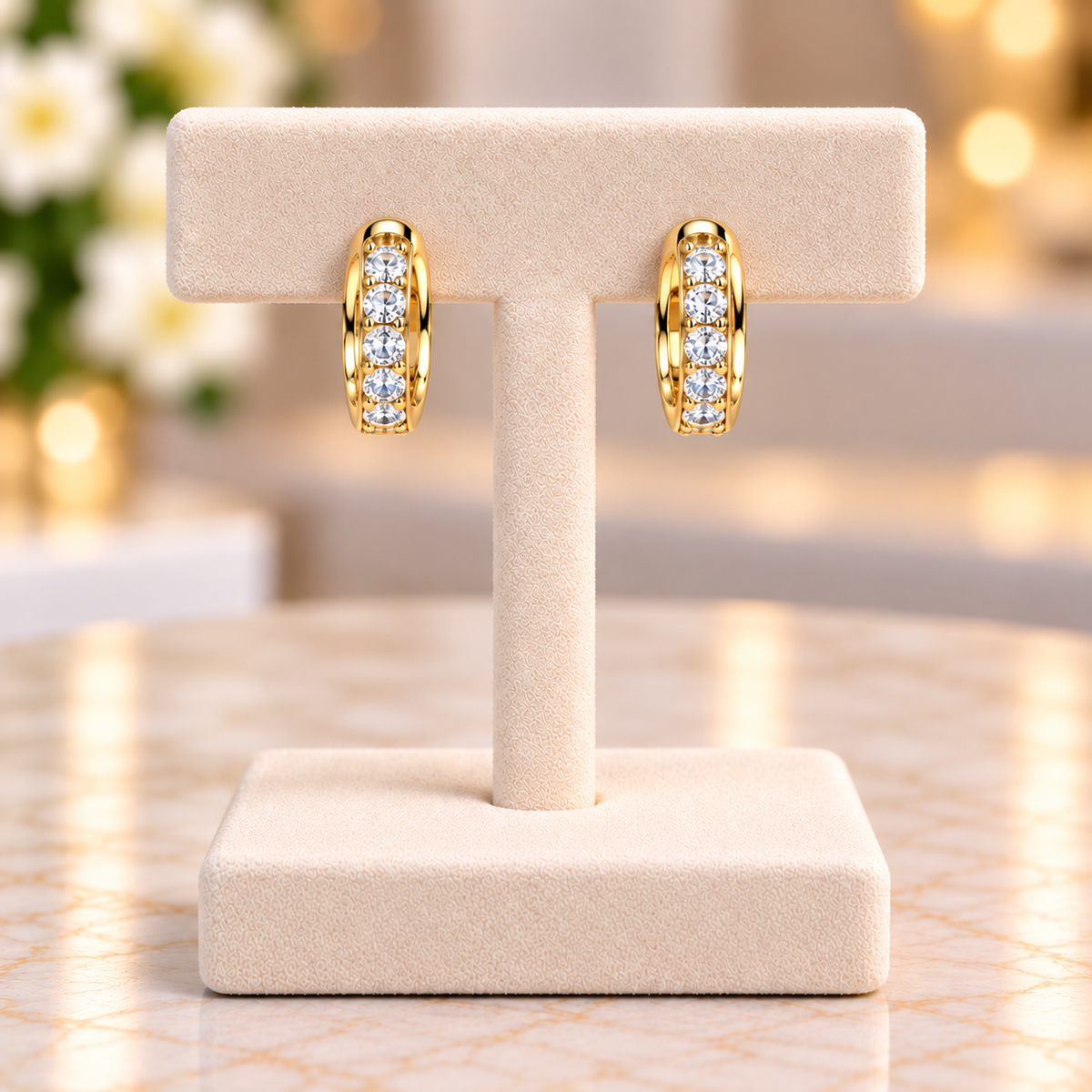 Bear 18K Gold-Plated Gold-Plated Copper Zircon Earrings