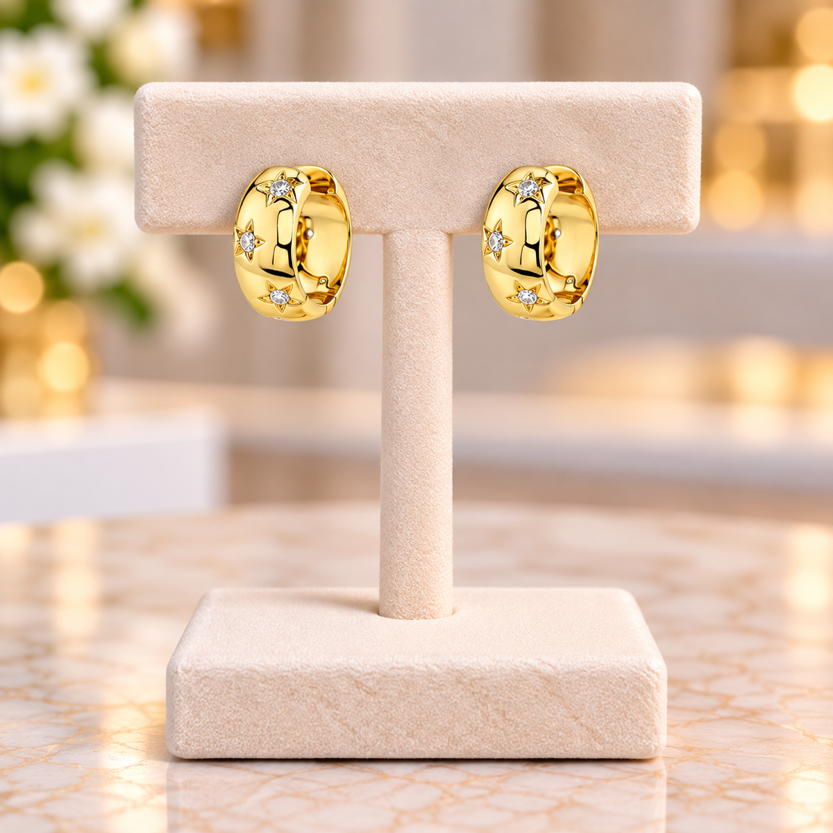 Bear 18K Gold-Plated Gold-Plated Copper Zircon Earrings
