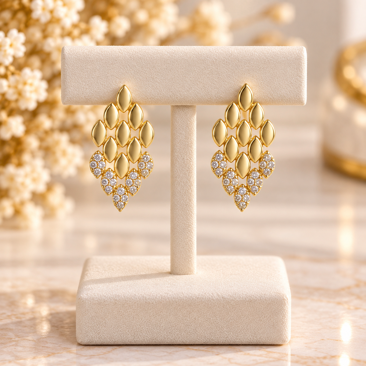 Heart 18K Gold-Plated  Zircon Earrings