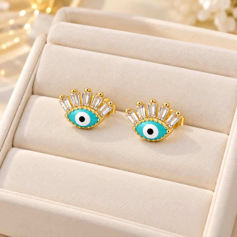 Modern Eye Gold-Plated Zircon Earrings