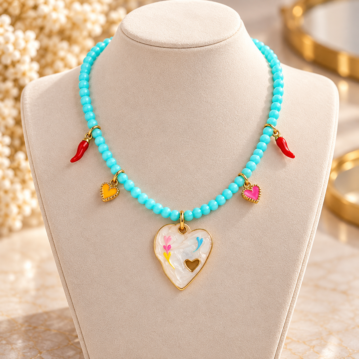 18K Gold-Plated Gold-Plated Zircon Beaded Necklace