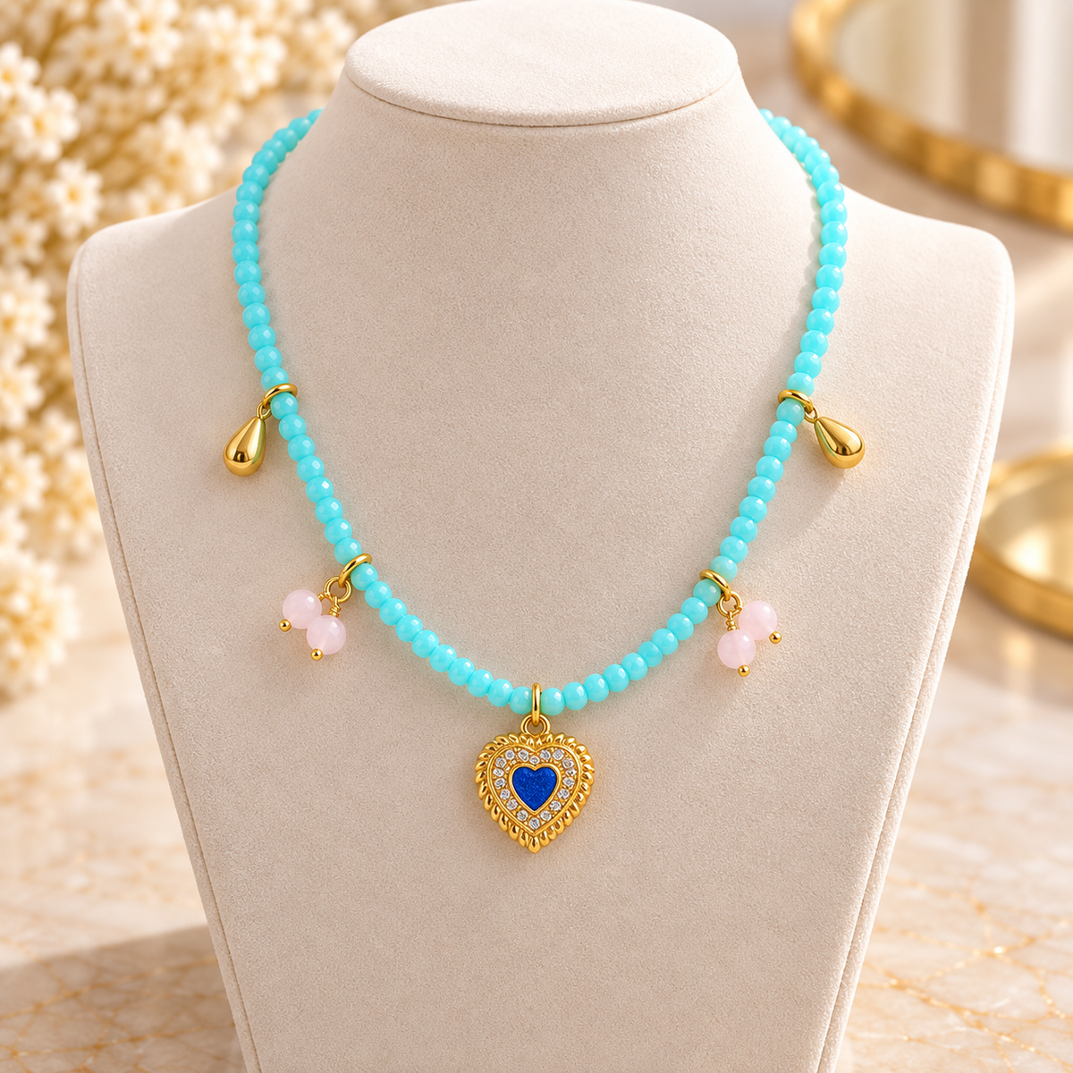 18K Gold-Plated Gold-Plated Zircon Beaded Necklace