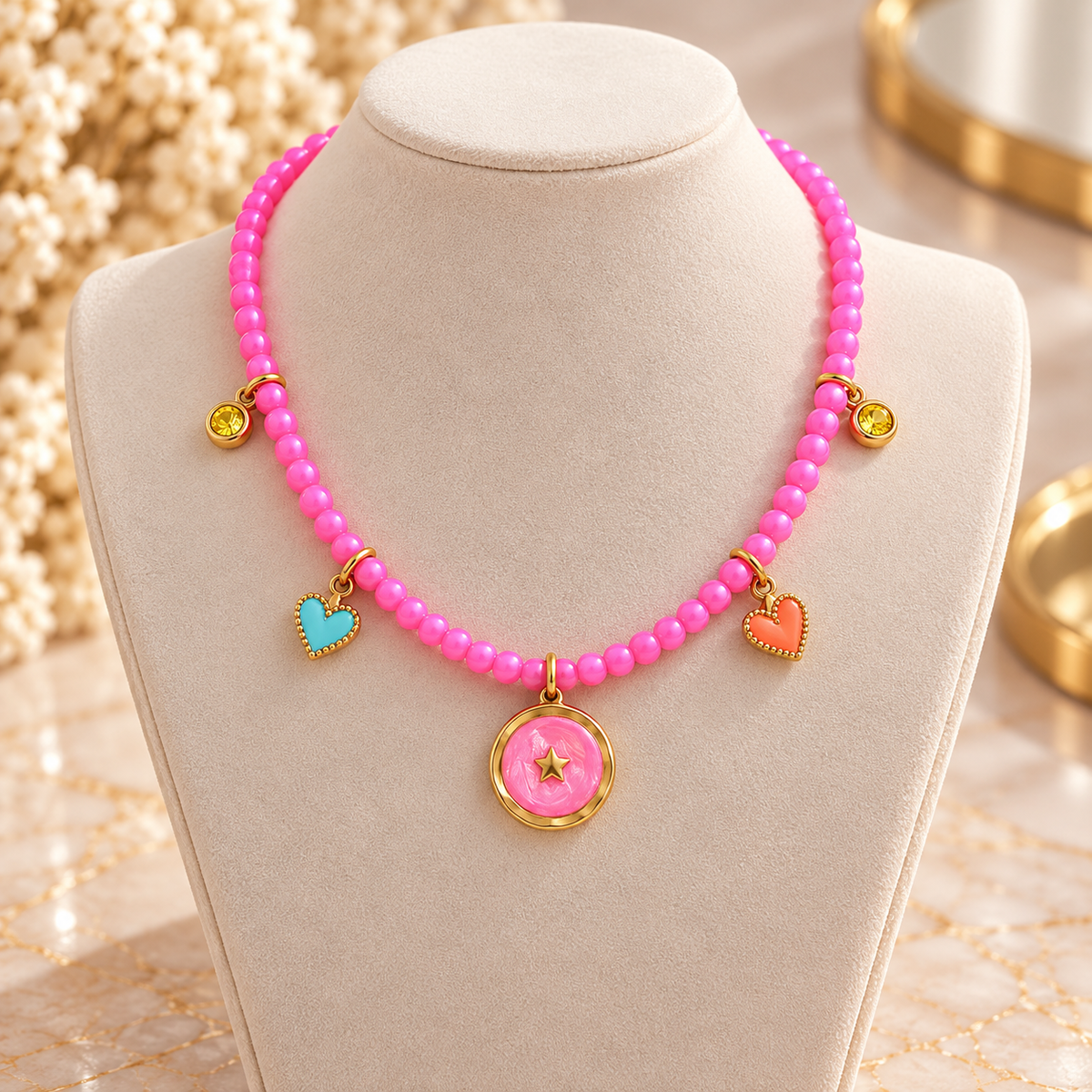18K Gold-Plated Gold-Plated Zircon Beaded Necklace