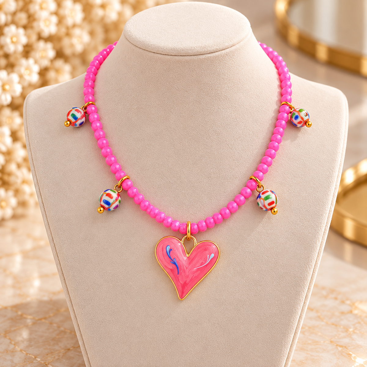 18K Gold-Plated Gold-Plated Zircon Beaded Necklace