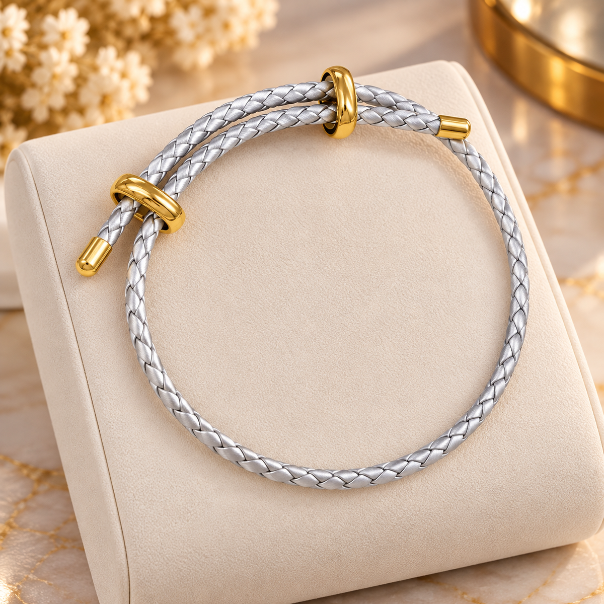 Geometric 304 Stainless Steel Stainless Steel Leather Bracelet