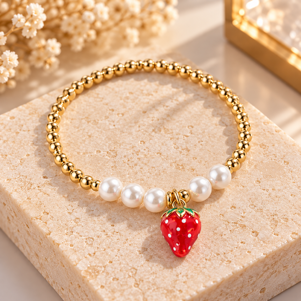 Chic Red Kiss Lip Charm Bracelet