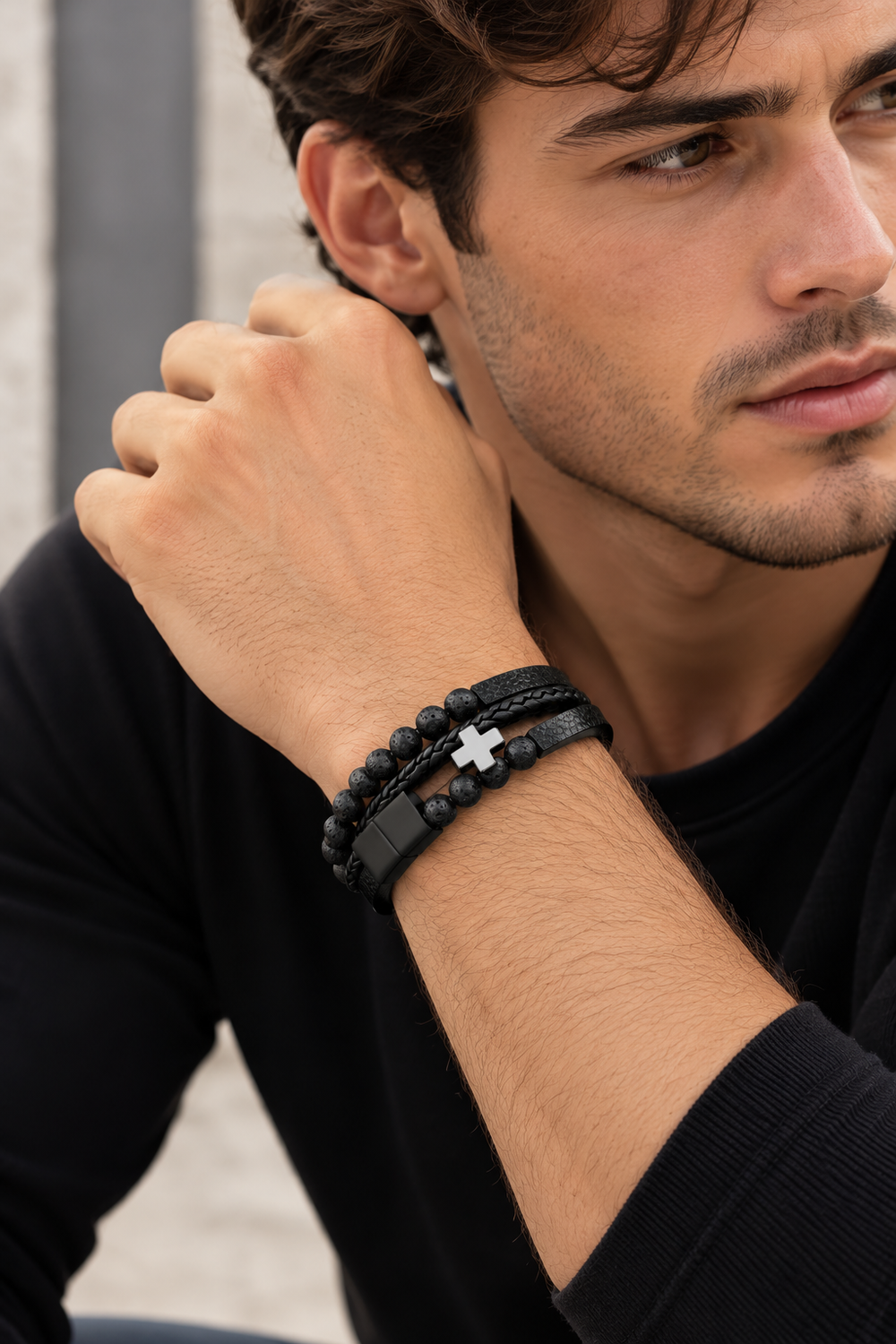 Vintage Cross Leather Bracelet