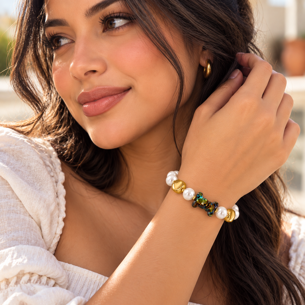 Cute Teddy Bear Pearl Bracelet