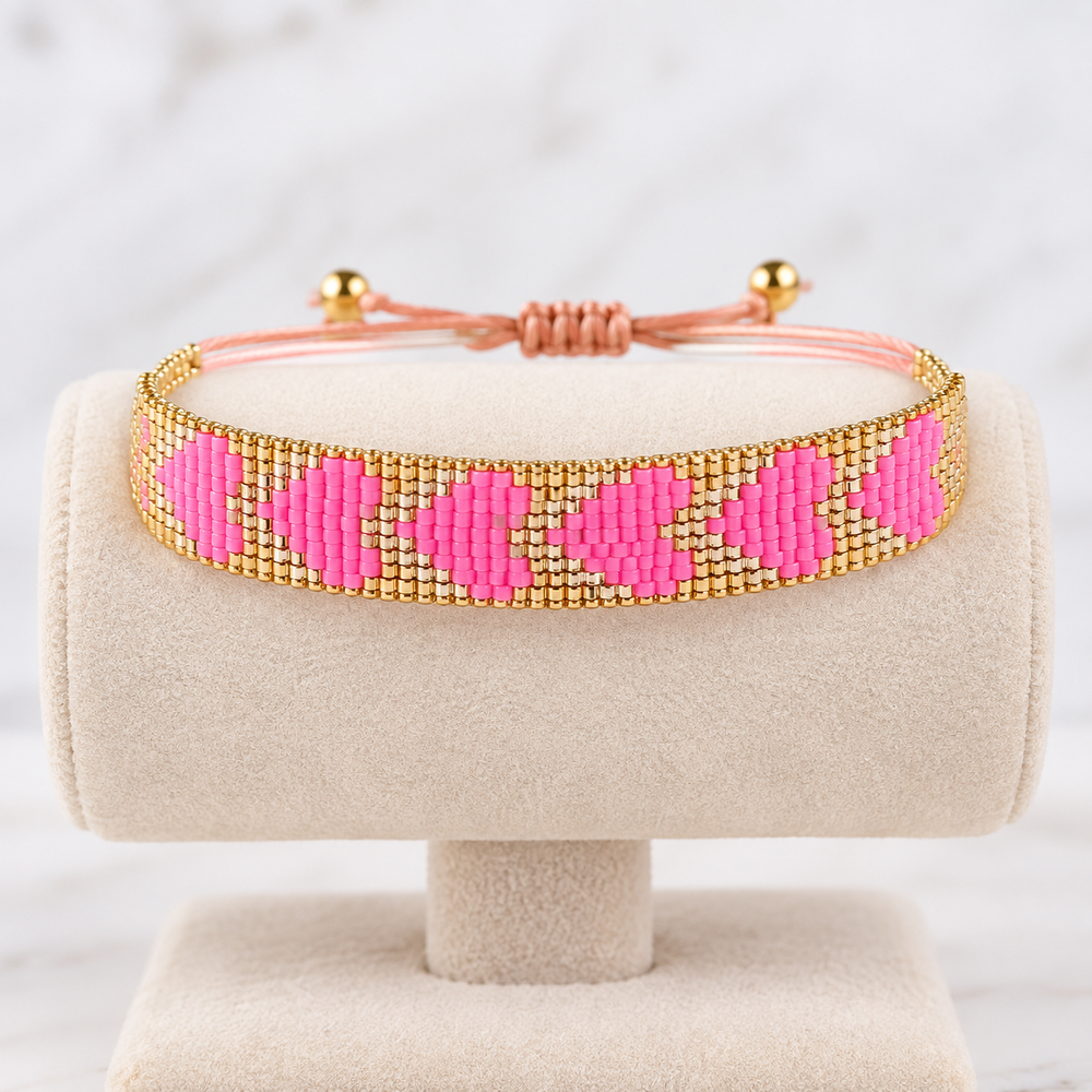 Bohemian Heart Glass Beaded Bracelet