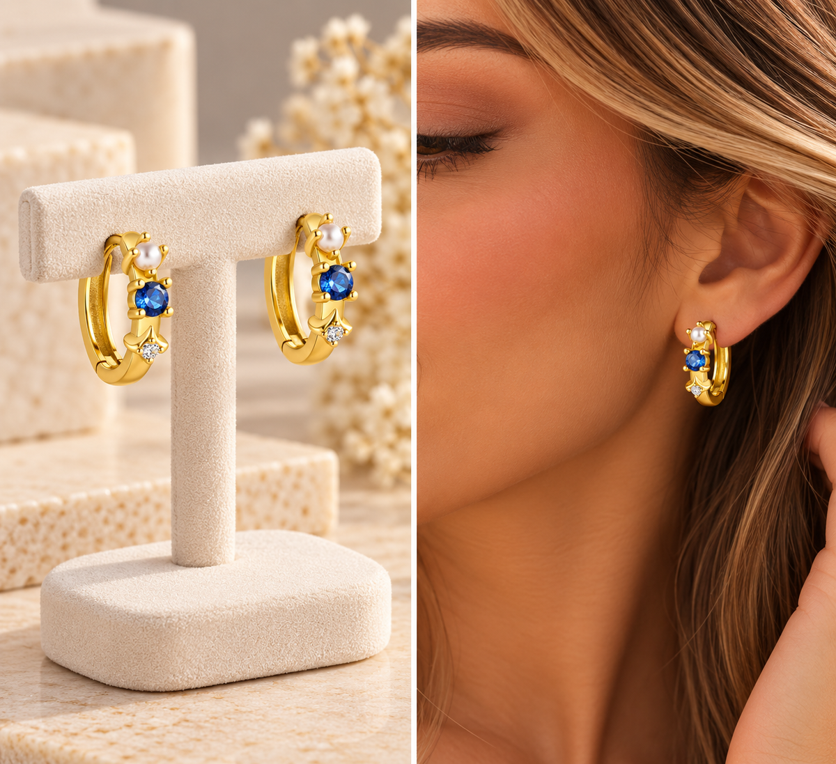 Geometric Gold-Plated 925 Sterling Silver Zircon Earrings