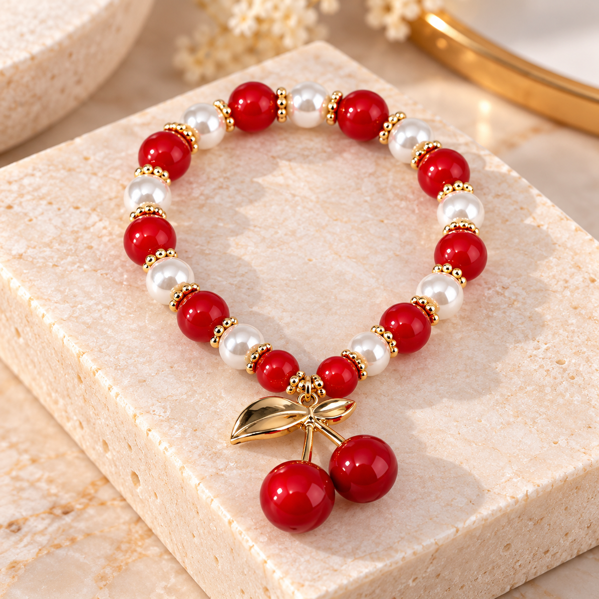 Heart Copper Glass Beaded Bracelet