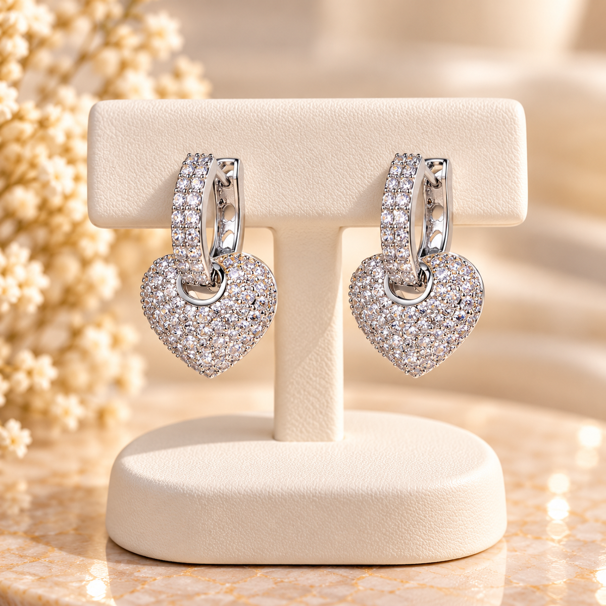Elegant Heart Copper Zircon Earrings